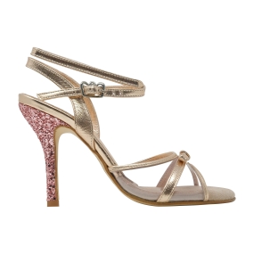 Ginza Twins - Rose Gold with pink glittery heel