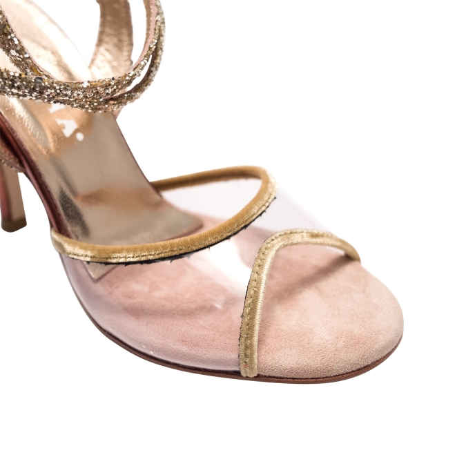 Nizza Twins - Nude, gold glitter, bronze heel - Image 3