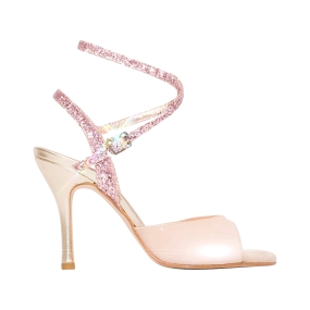Nizza Twins - Nude patent with lavender glitter