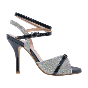 Ginza Twins - Silver Disco ball w/ Black Patent outlines