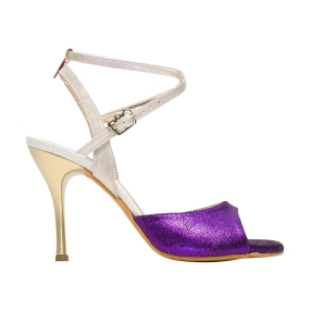 Nizza Fun - metallic purple w/pearl white straps & gold heel