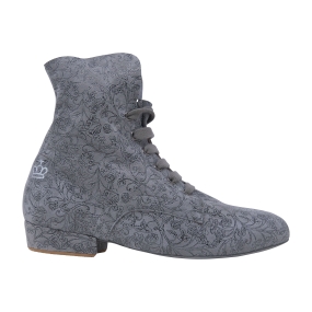 Botitas - Grey suede with floral embroidery