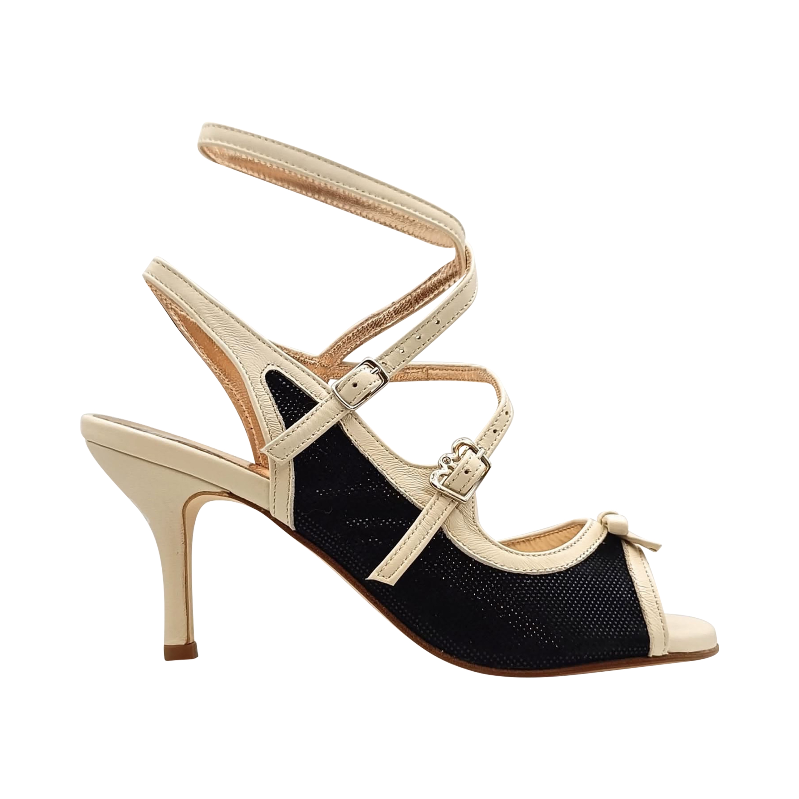 Pigalle Bow - black sequence w/ cream outlines